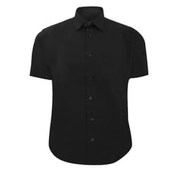 Russell Collection Mens Short Sleeve Easy Care Fitted Shirt - 15.5, Black
