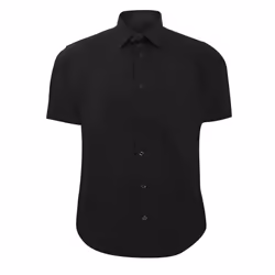 Russell Collection Mens Short Sleeve Easy Care Fitted Shirt - 17, Black