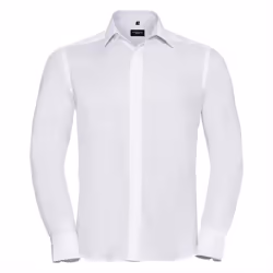 Russell Collection Mens Long Sleeve Ultimate Non-Iron Shirt - 18.5inch, White
