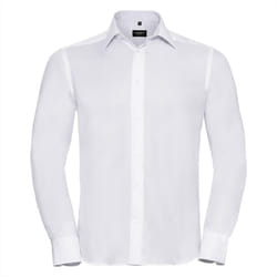 Russell Collection Mens Long Sleeve Ultimate Non-Iron Shirt - 18.5inch, White