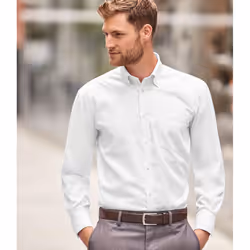 Russell Collection Mens Long Sleeve Ultimate Non-Iron Shirt - 18.5inch, White