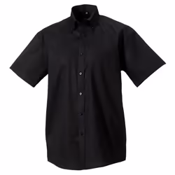 Russell Collection Mens Short Sleeve Ultimate Non-Iron Shirt - 15inch, Black