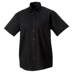 Russell Collection Mens Short Sleeve Ultimate Non-Iron Shirt - 15inch, Black