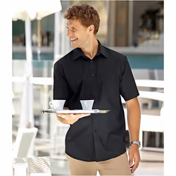 Russell Collection Mens Short Sleeve Ultimate Non-Iron Shirt - 15inch, Black