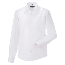 Russell Collection Mens Long Sleeve Tailored Ultimate Non-Iron Shirt - 18inch, White