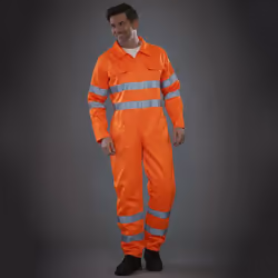 Yoko Hi-Vis Polycotton Coverall / Mens Workwear - L, Hi Vis Orange
