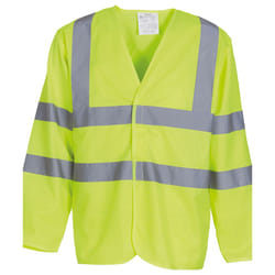 Yoko Mens Hi-Vis Long Sleeve Waistcoat / Jacket - XL, Hi-Vis Yellow