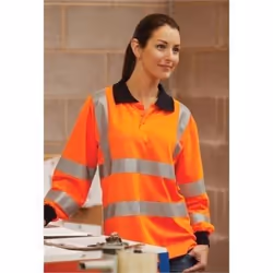 Yoko Ladies/Womens Hi-Vis Long Sleeve Polo Shirt - 2XL, Hi Vis Orange