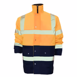 Yoko Unisex Hi-Vis 2 Band Two Tone Jacket - S, Hi Vis Orange/Navy