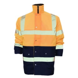Yoko Unisex Hi-Vis 2 Band Two Tone Jacket - S, Hi Vis Orange/Navy
