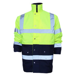 Yoko Unisex Hi-Vis 2 Band Two Tone Jacket - 2XL, Hi-Vis Yellow/Navy