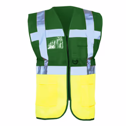Yoko Hi-Vis Premium Executive/Manager Waistcoat / Jacket - L, Green/Hi Vis Yellow