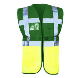Yoko Hi-Vis Premium Executive/Manager Waistcoat / Jacket - 2XL, Green/Hi Vis Yellow
