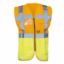 Yoko Hi-Vis Premium Executive/Manager Waistcoat / Jacket - L, Hi Vis Orange/Hi Vis Yell