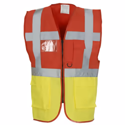 Yoko Hi-Vis Premium Executive/Manager Waistcoat / Jacket - 3XL, Hi Vis Orange/Hi Vis Yell