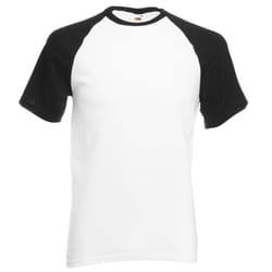 Fruit Of The Loom Mens Short Sleeve Baseball T-Shirt - M, White/Black