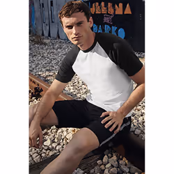 Fruit Of The Loom Mens Short Sleeve Baseball T-Shirt - L, White/Black