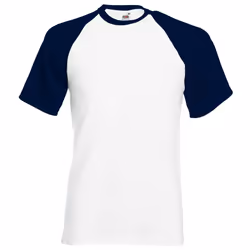 Fruit Of The Loom Mens Short Sleeve Baseball T-Shirt - M, White/Deep Navy