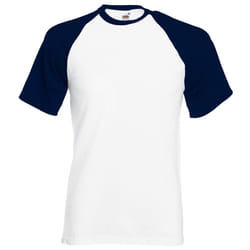 Fruit Of The Loom Mens Short Sleeve Baseball T-Shirt - M, White/Deep Navy