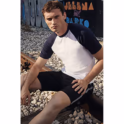 Fruit Of The Loom Mens Short Sleeve Baseball T-Shirt - M, White/Deep Navy