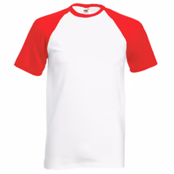 Fruit Of The Loom Mens Short Sleeve Baseball T-Shirt - M, White/Red