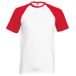 Fruit Of The Loom Mens Short Sleeve Baseball T-Shirt - M, White/Red