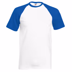 Fruit Of The Loom Mens Short Sleeve Baseball T-Shirt - XL, White/Royal Blue