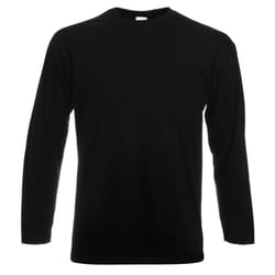 Fruit Of The Loom Mens Valueweight Crew Neck Long Sleeve T-Shirt - 2XL, Black