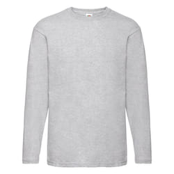 Fruit Of The Loom Mens Valueweight Crew Neck Long Sleeve T-Shirt - S, Heather Grey