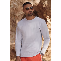 Fruit Of The Loom Mens Valueweight Crew Neck Long Sleeve T-Shirt - XL, Heather Grey