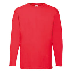 Fruit Of The Loom Mens Valueweight Crew Neck Long Sleeve T-Shirt - 2XL, Red