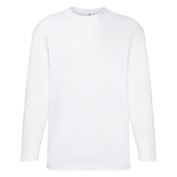 Fruit Of The Loom Mens Valueweight Crew Neck Long Sleeve T-Shirt - XL, White