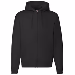 Fruit Of The Loom Mens Zip Through Hooded Sweatshirt / Hoodie - 2XL, Black