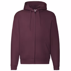 Fruit Of The Loom Mens Zip Through Hooded Sweatshirt / Hoodie - L, Burgundy