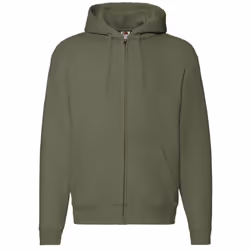 Fruit Of The Loom Mens Zip Through Hooded Sweatshirt / Hoodie - XL, Classic Olive