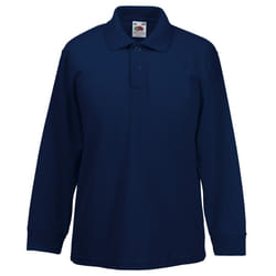 Fruit Of The Loom Childrens Long Sleeve 65/35 Pique Polo / Childrens Polo Shirts - 12-13, Deep Navy