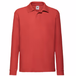 Fruit Of The Loom Childrens Long Sleeve 65/35 Pique Polo / Childrens Polo Shirts - 12-13, Red