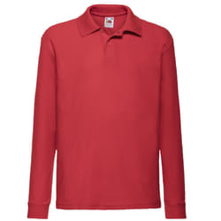 Fruit Of The Loom Childrens Long Sleeve 65/35 Pique Polo / Childrens Polo Shirts - 12-13, Red