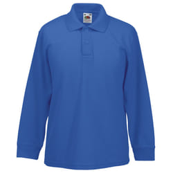 Fruit Of The Loom Childrens Long Sleeve 65/35 Pique Polo / Childrens Polo Shirts - 12-13, Royal