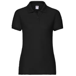 Fruit Of The Loom Womens Lady-Fit 65/35 Short Sleeve Polo Shirt - L, Black