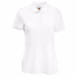 Fruit Of The Loom Womens Lady-Fit 65/35 Short Sleeve Polo Shirt - XS, White