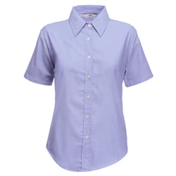 Fruit Of The Loom Ladies Lady-Fit Short Sleeve Oxford Shirt - XS, Oxford Blue