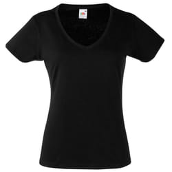 Fruit Of The Loom Ladies Lady-Fit Valueweight V-Neck Short Sleeve T-Shirt - 2XL, Black