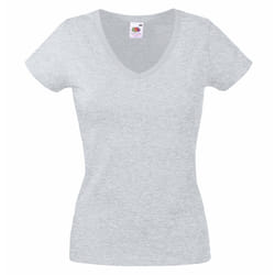 Fruit Of The Loom Ladies Lady-Fit Valueweight V-Neck Short Sleeve T-Shirt - XL, Heather Grey