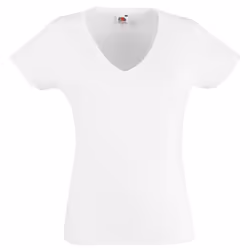 Fruit Of The Loom Ladies Lady-Fit Valueweight V-Neck Short Sleeve T-Shirt - XS, White