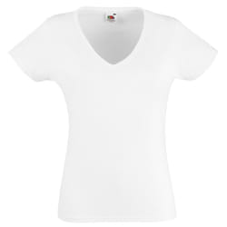 Fruit Of The Loom Ladies Lady-Fit Valueweight V-Neck Short Sleeve T-Shirt - XS, White