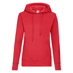 Fruit Of The Loom Ladies Lady Fit Hooded Sweatshirt / Hoodie - XL, Red