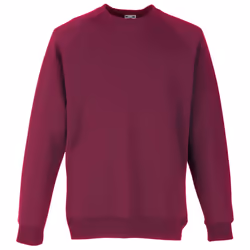 Fruit Of The Loom Childrens Unisex Raglan Sleeve Sweatshirt - 9-11, Burgundy