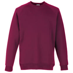 Fruit Of The Loom Childrens Unisex Raglan Sleeve Sweatshirt - 14-15, Burgundy