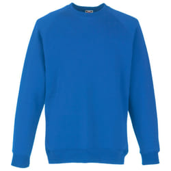 Fruit Of The Loom Childrens Unisex Raglan Sleeve Sweatshirt - 12-13, Royal